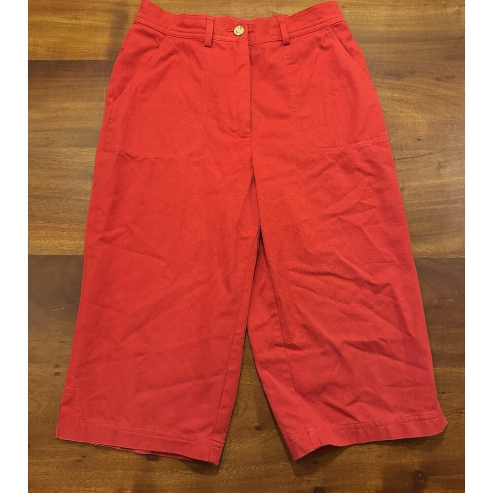 VTG St. John Sport Marie Gray Red Capri Pants Pedal Pushers Size 4 Crop USA